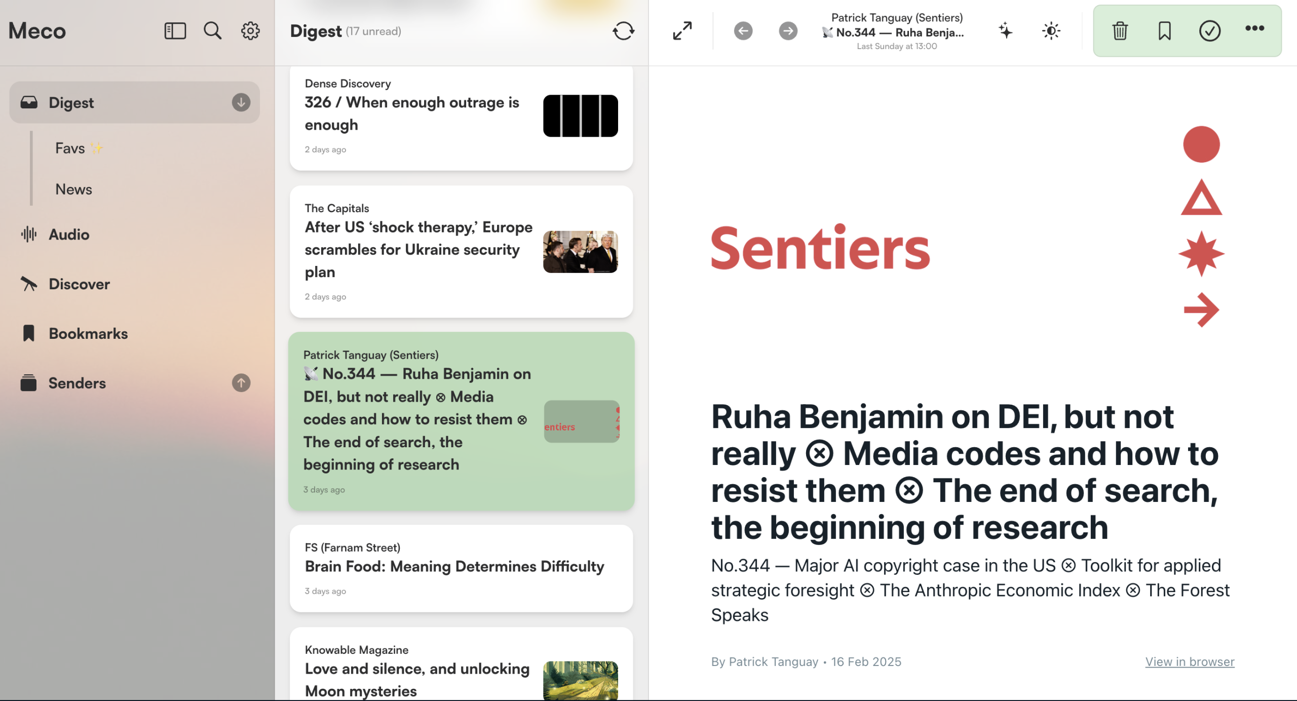 meco inbox omnivore alternative